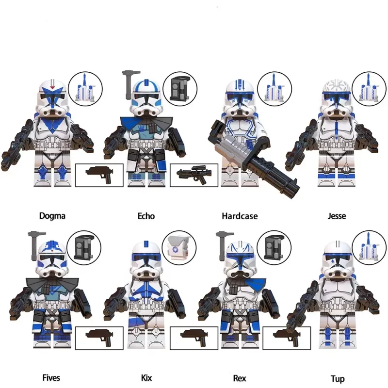 8PCS Clone Trooper 501st Legion Star Wars Minifigure Custom